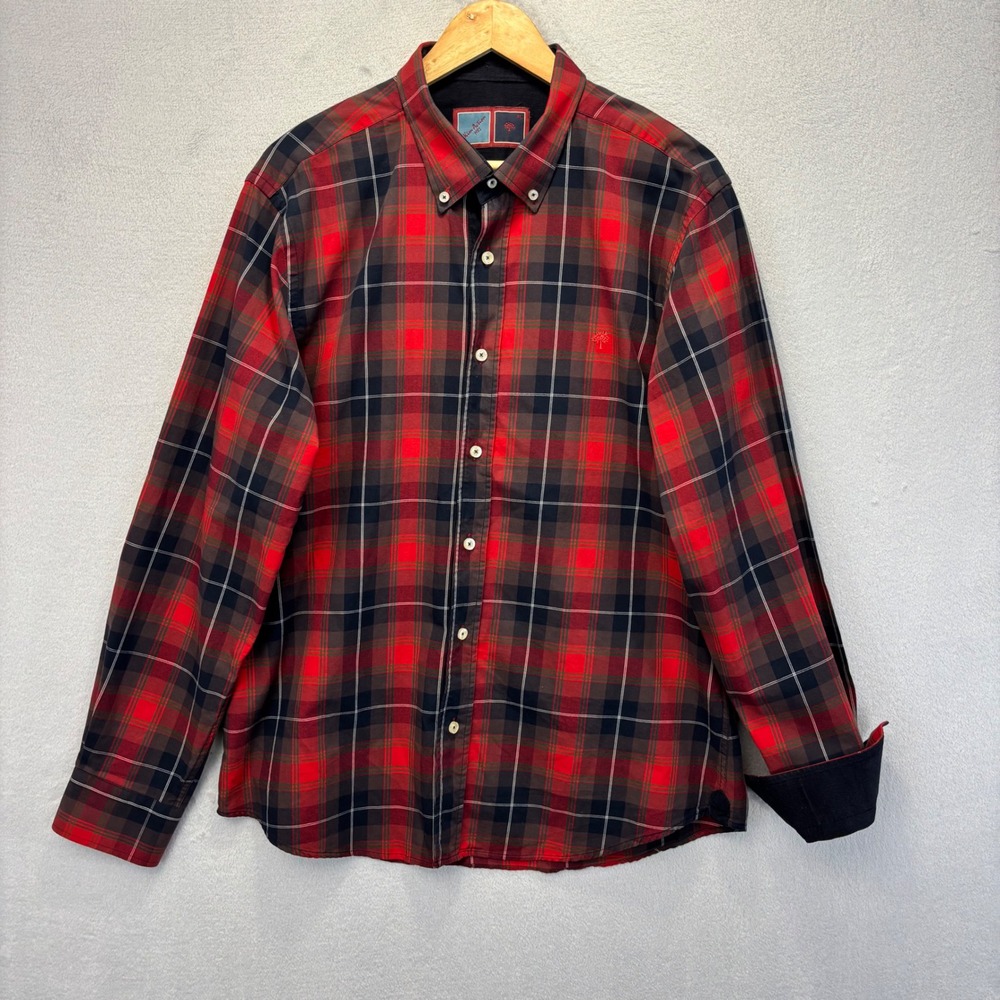 Kim Action Corduroy Lined Plaid Chore Shirt Mens XL Red Button Up Long Sleeve